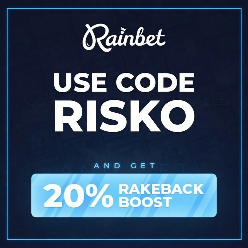 Use code RISKO on Rainbet for a 20% rakeback boost